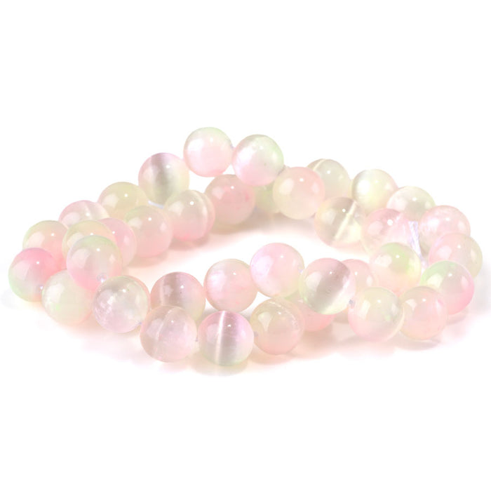 Selenite 10mm Round Lime Pink (Dyed) - 15-16 Inch