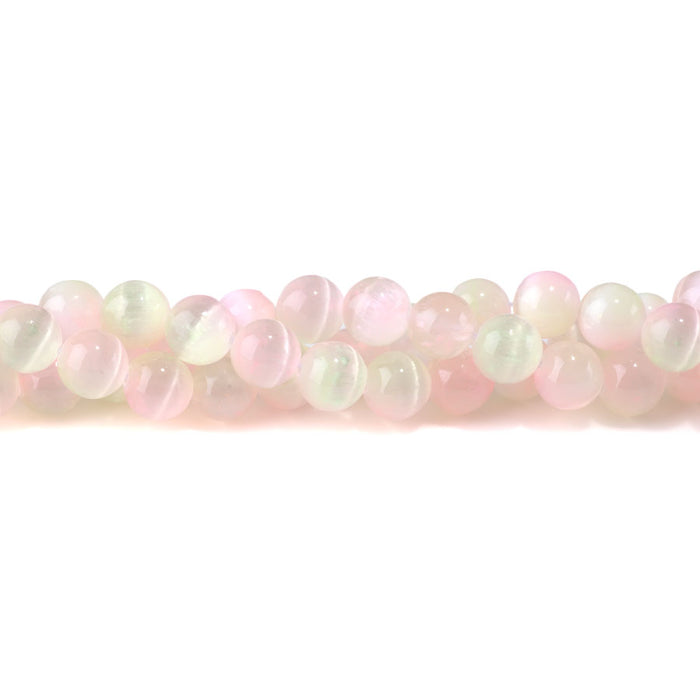 Selenite 10mm Round Lime Pink (Dyed) - 15-16 Inch