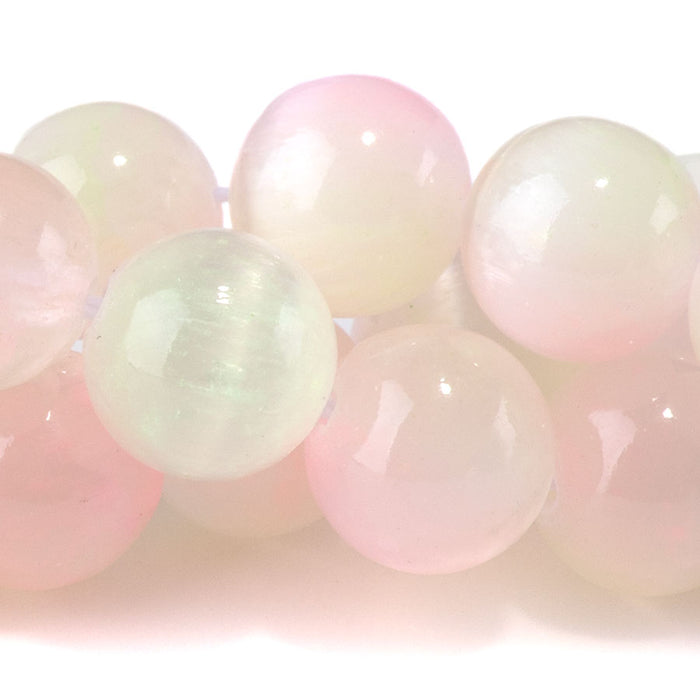 Selenite 10mm Round Lime Pink (Dyed) - 15-16 Inch