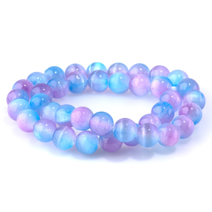 Selenite 10mm Round Purple Pink (Dyed) - 15-16 Inch