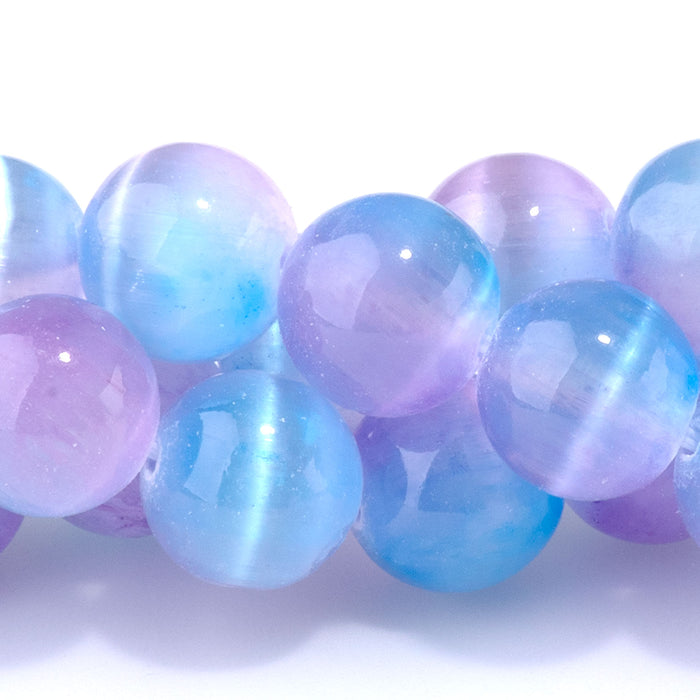 Selenite 10mm Round Purple Pink (Dyed) - 15-16 Inch