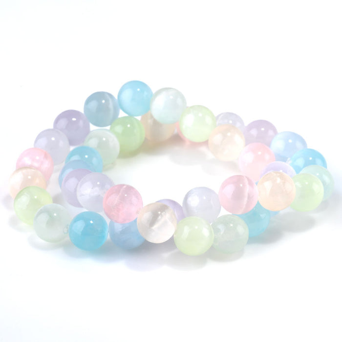 Selenite 10mm Round Pastel Rainbow (Dyed) - 15-16 Inch