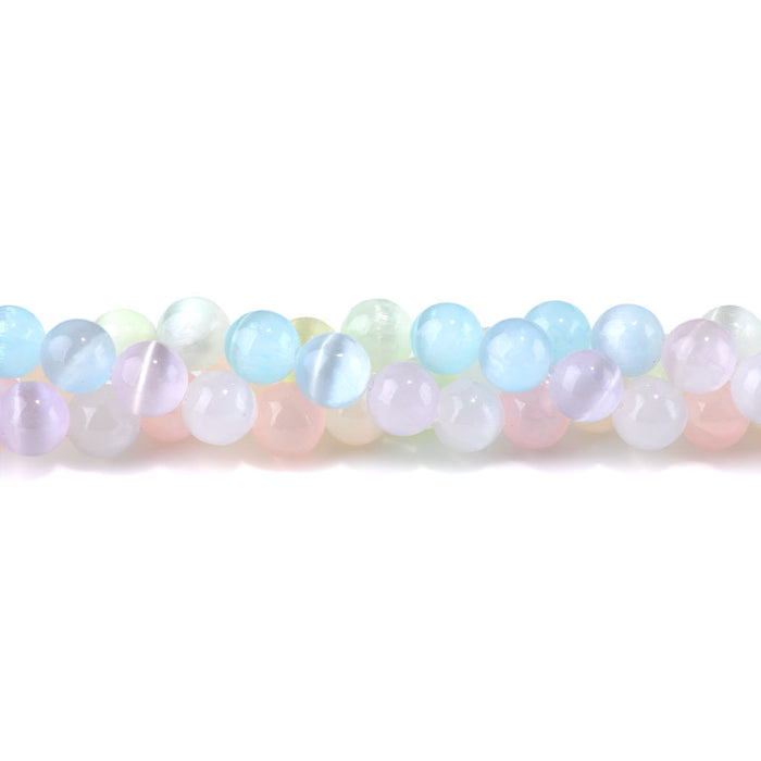 Selenite 10mm Round Pastel Rainbow (Dyed) - 15-16 Inch