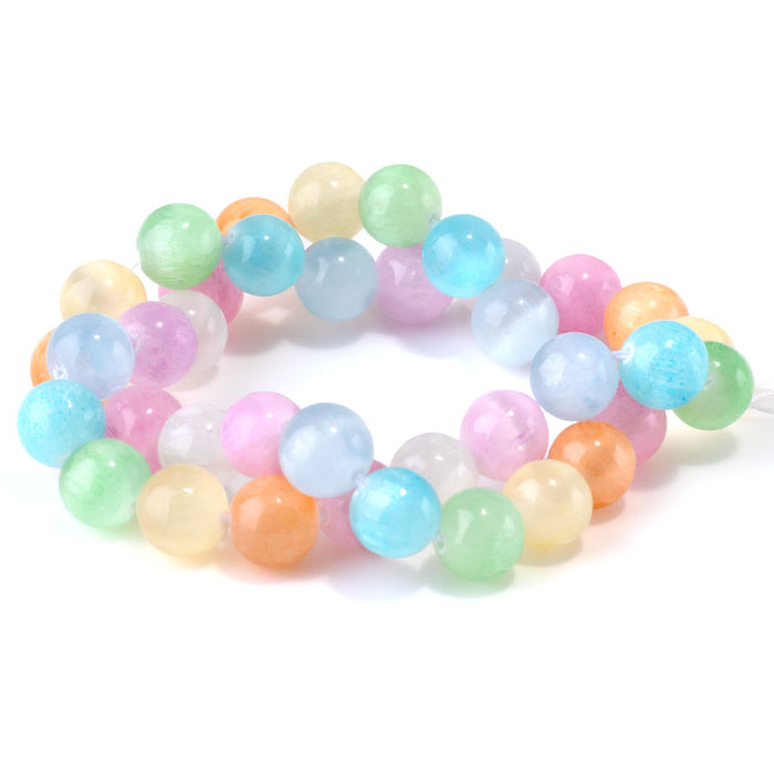 Selenite 10mm Round Rainbow (Dyed) - 15-16 Inch