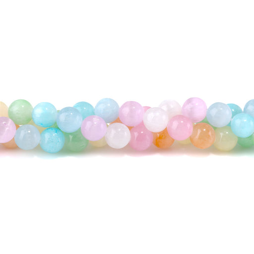 This is a Dakota Stones 10mm Selenite Rainbow Gemstone strand with dyed round beads in 15-16 inch strand.