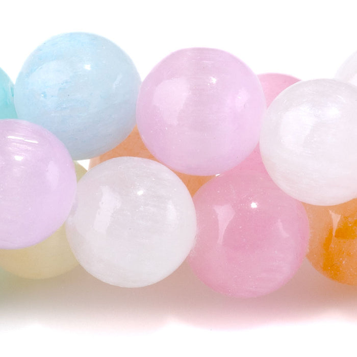 Selenite 10mm Round Rainbow (Dyed) - 15-16 Inch