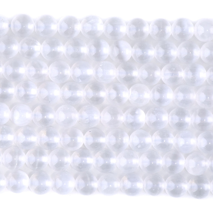 Selenite 6mm Round AA Grade - 15-16 Inch