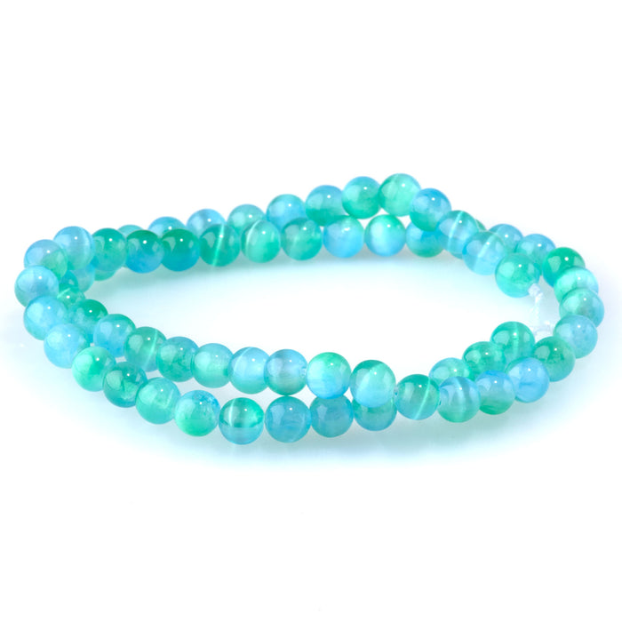 Selenite 6mm Round Green Blue (Dyed) - 15-16 Inch