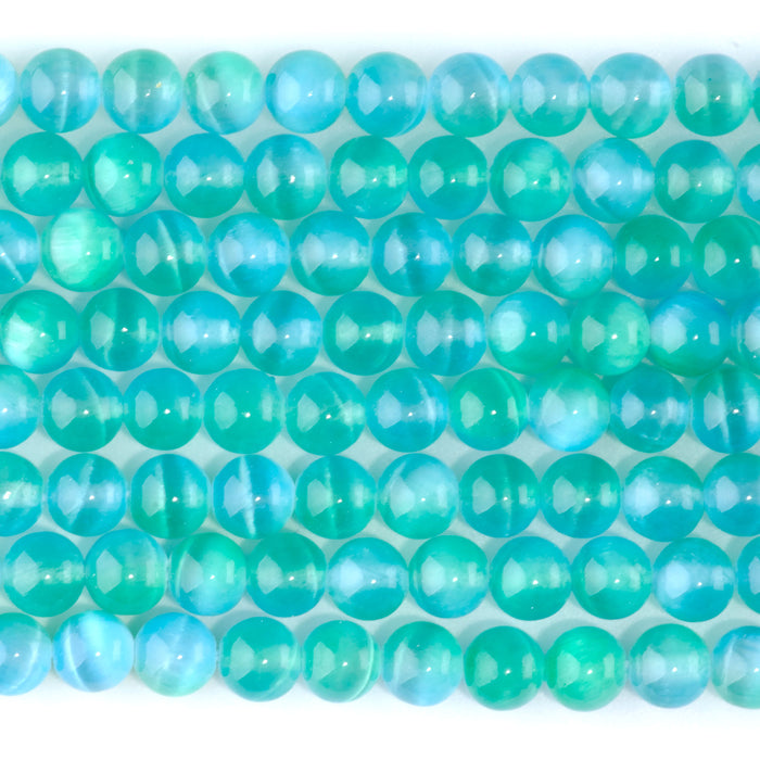 Selenite 6mm Round Green Blue (Dyed) - 15-16 Inch