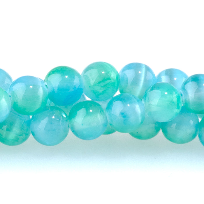 Selenite 6mm Round Green Blue (Dyed) - 15-16 Inch