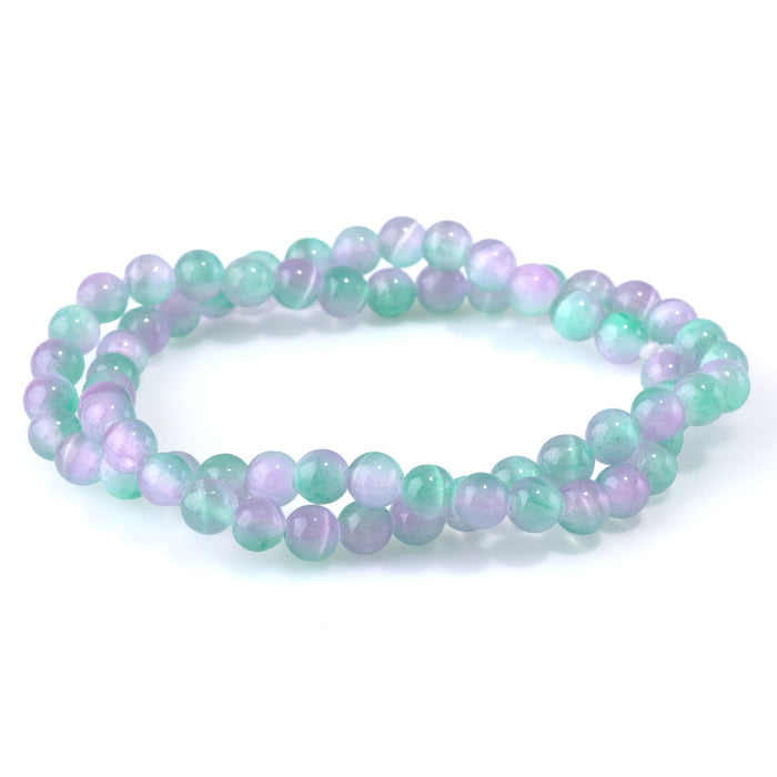 Selenite 6mm Round Green Purple (Dyed) - 15-16 Inch
