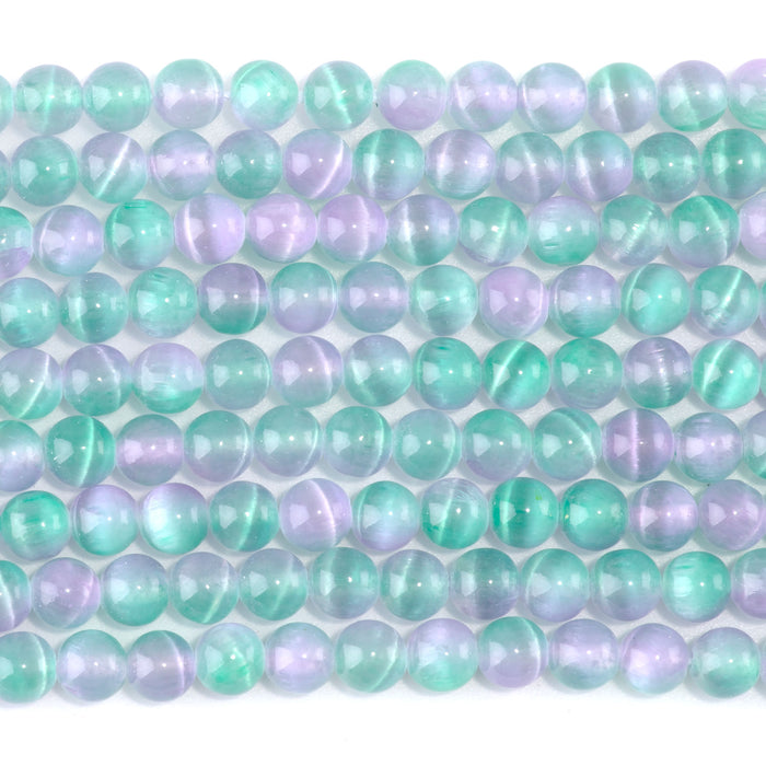 Selenite 6mm Round Green Purple (Dyed) - 15-16 Inch