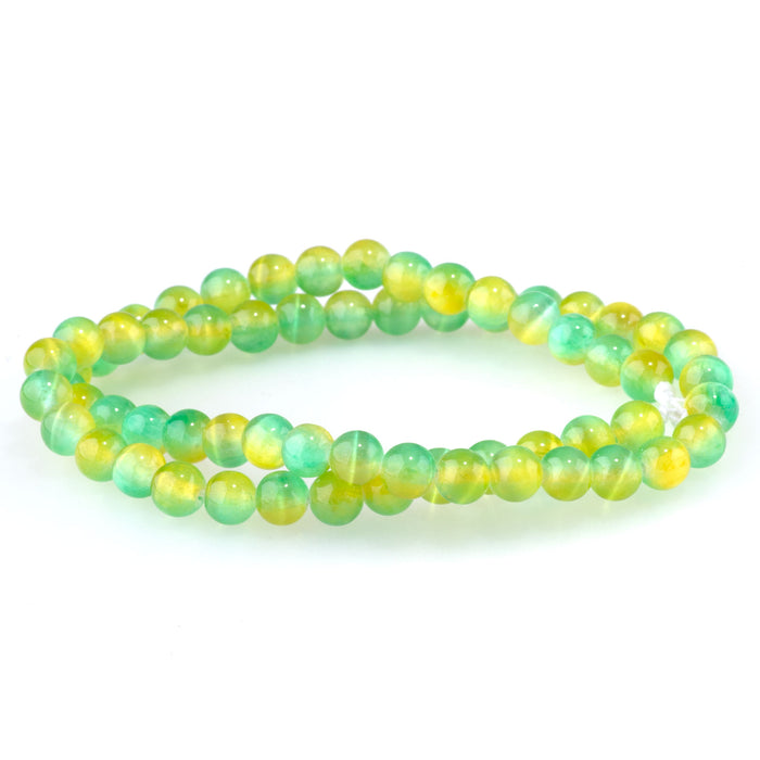 Selenite 6mm Round Green Yellow (Dyed) - 15-16 Inch