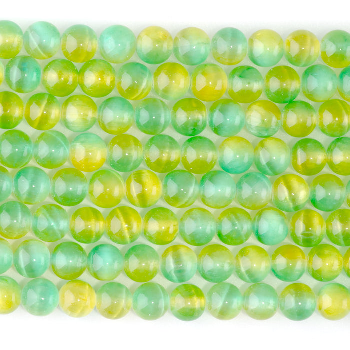 Selenite 6mm Round Green Yellow (Dyed) - 15-16 Inch