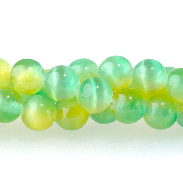 Selenite 6mm Round Green Yellow (Dyed) - 15-16 Inch