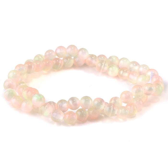 Selenite 6mm Round Lime Pink (Dyed) - 15-16 Inch