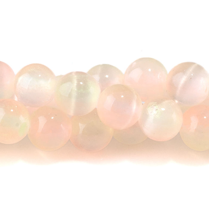 Selenite 6mm Round Lime Pink (Dyed) - 15-16 Inch