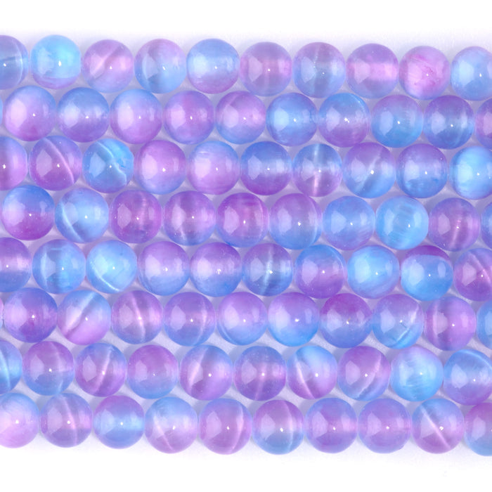 Selenite 6mm Round Purple Pink (Dyed) - 15-16 Inch