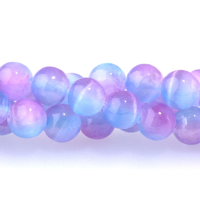 Selenite 6mm Round Purple Pink (Dyed) - 15-16 Inch