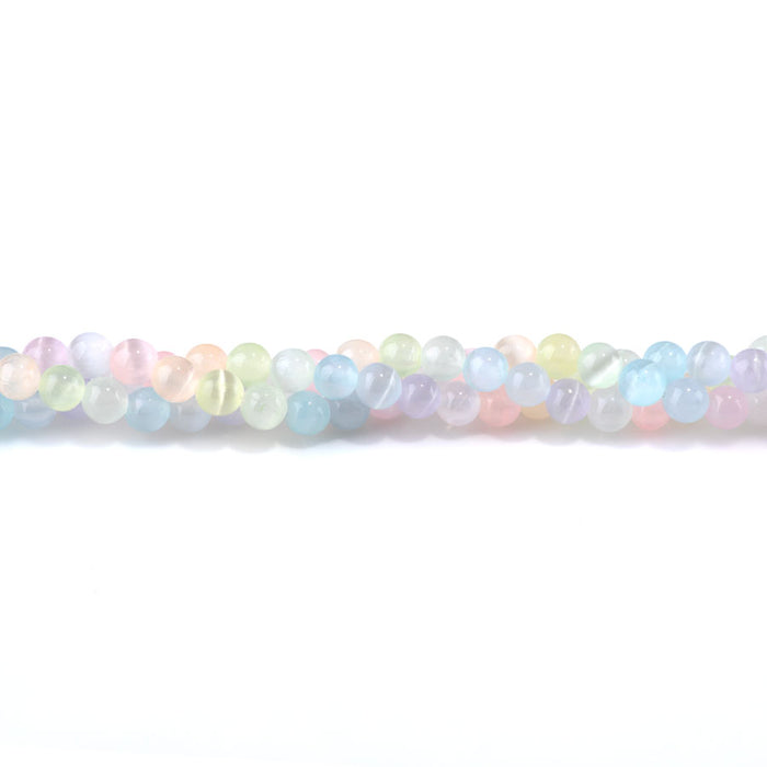 Selenite 6mm Round Pastel Rainbow (Dyed) - 15-16 Inch