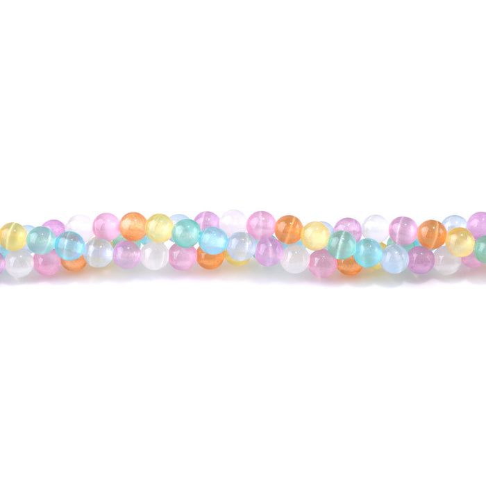 Selenite 6mm Round Rainbow (Dyed) - 15-16 Inch