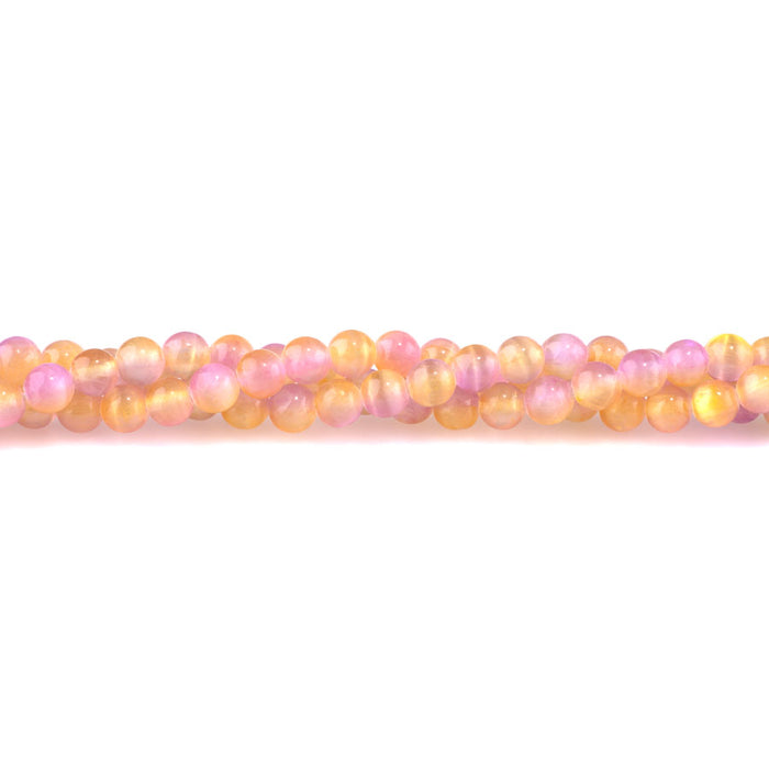 Selenite 6mm Round Yellow Pink (Dyed) - 15-16 Inch