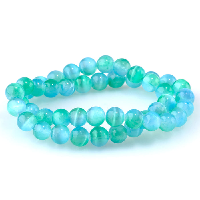 Selenite 8mm Round Green Blue (Dyed) - 15-16 Inch