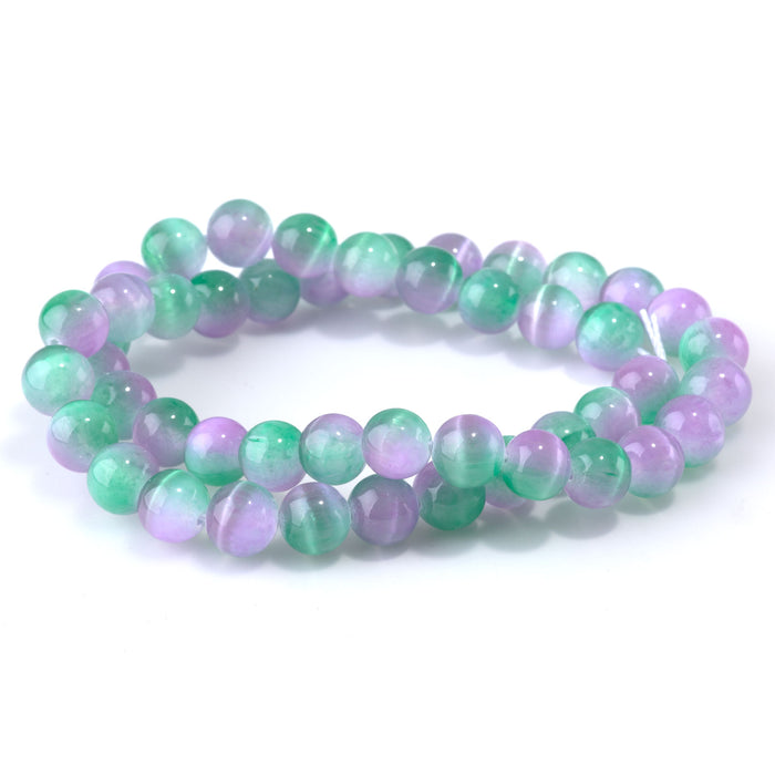 Selenite 8mm Round Green Purple (Dyed) - 15-16 Inch
