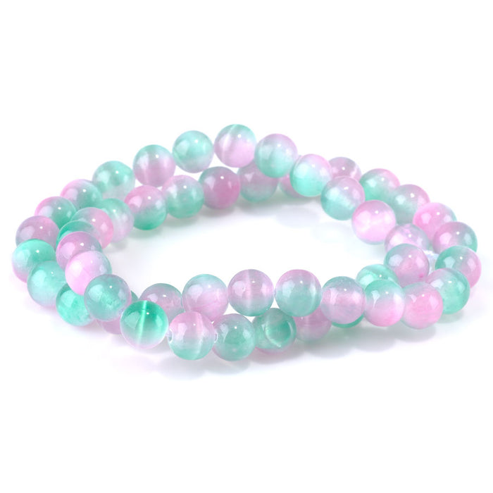 Selenite 8mm Round Green Purple (Dyed) - 15-16 Inch