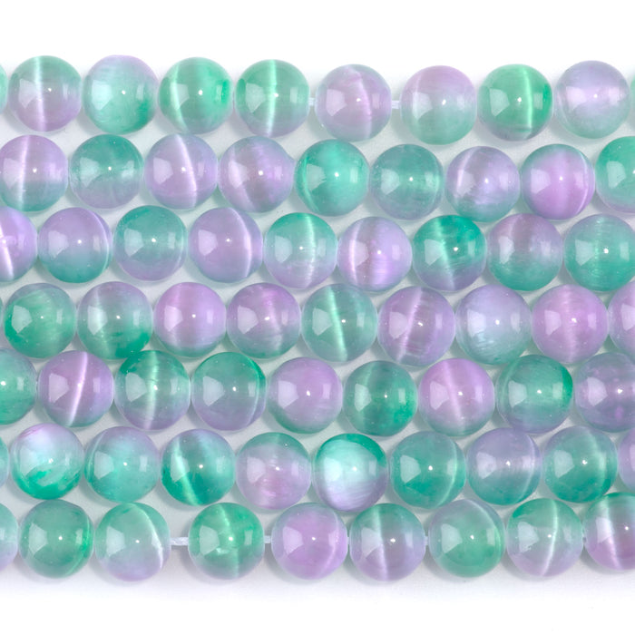 Selenite 8mm Round Green Purple (Dyed) - 15-16 Inch