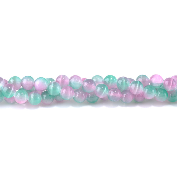 Selenite 8mm Round Green Purple (Dyed) - 15-16 Inch