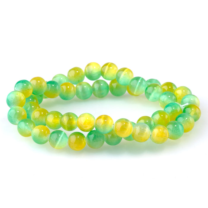 Selenite 8mm Round Green Yellow (Dyed) - 15-16 Inch