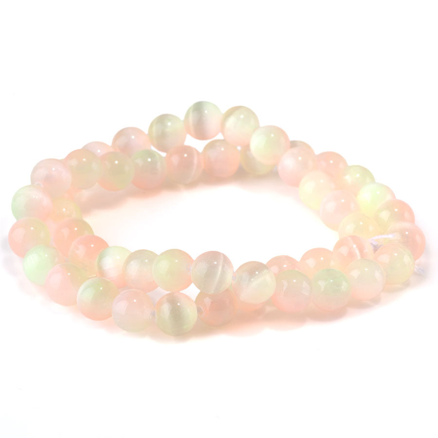 Selenite 8mm Round Lime Pink (Dyed) - 15-16 Inch — Dakota Stones