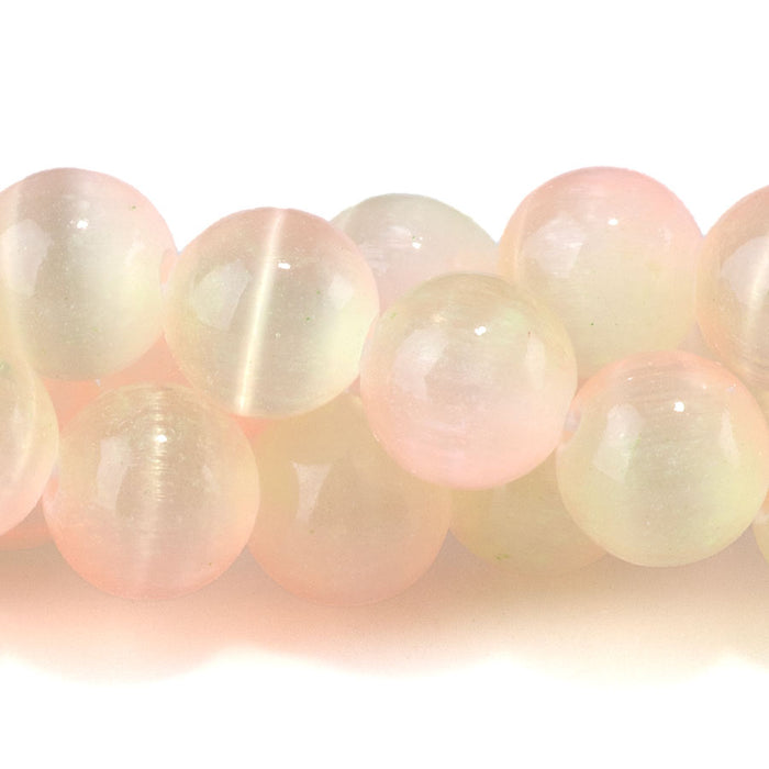 Selenite 8mm Round Lime Pink (Dyed) - 15-16 Inch