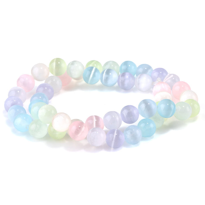 Selenite 8mm Round Pastel Rainbow (Dyed) - 15-16 Inch