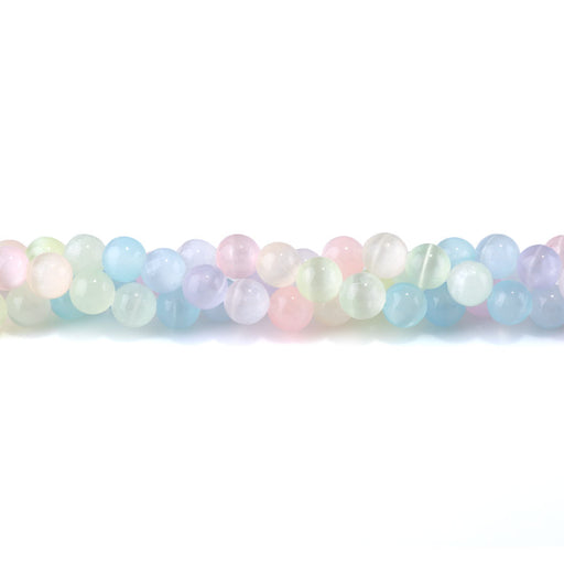 This is a Dakota Stones 8mm Selenite Pastel Rainbow Gemstone strand with dyed round beads in 15-16 inch strand.