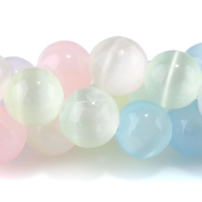 Selenite 8mm Round Pastel Rainbow (Dyed) - 15-16 Inch