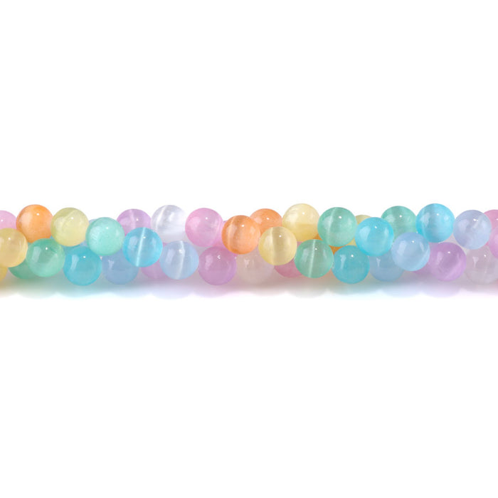 Selenite 8mm Round Rainbow (Dyed) - 15-16 Inch