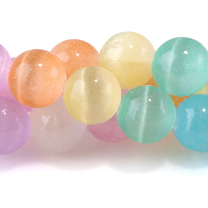 Selenite 8mm Round Rainbow (Dyed) - 15-16 Inch