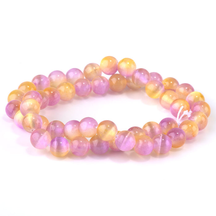 Selenite 8mm Round Yellow Pink (Dyed) - 15-16 Inch