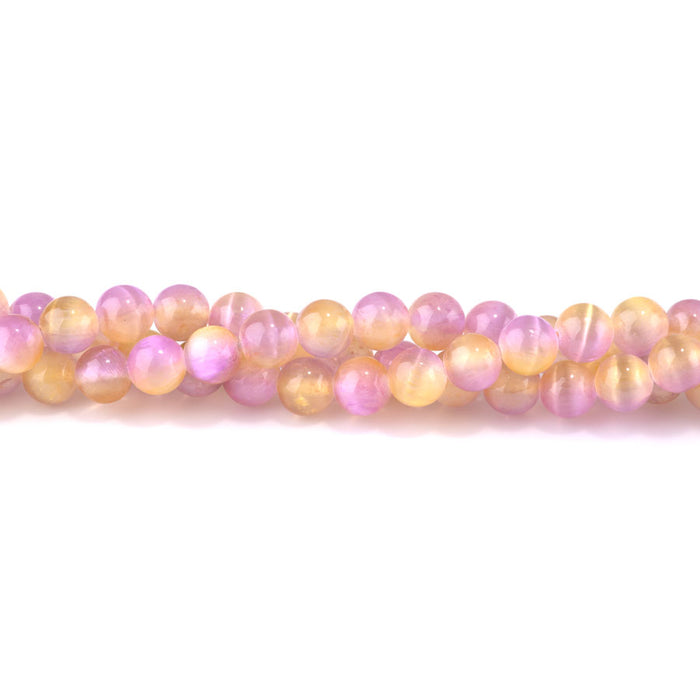 Selenite 8mm Round Yellow Pink (Dyed) - 15-16 Inch