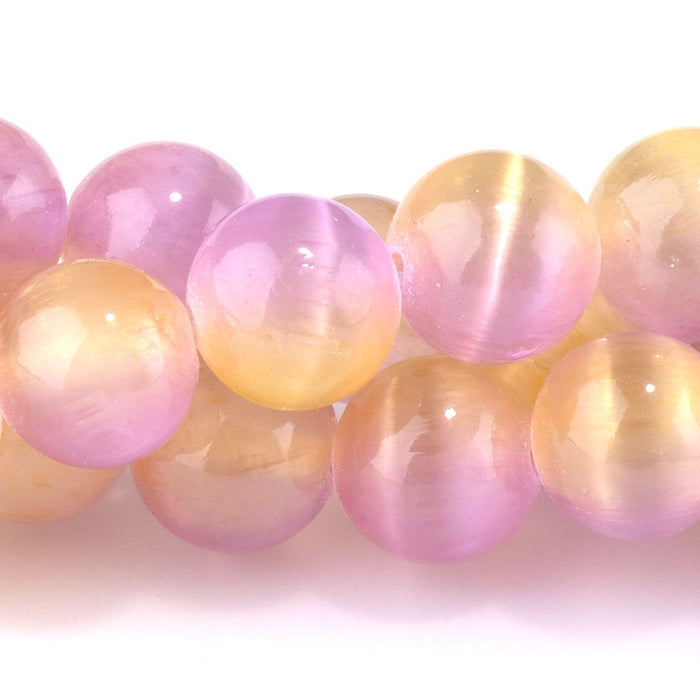 Selenite 8mm Round Yellow Pink (Dyed) - 15-16 Inch