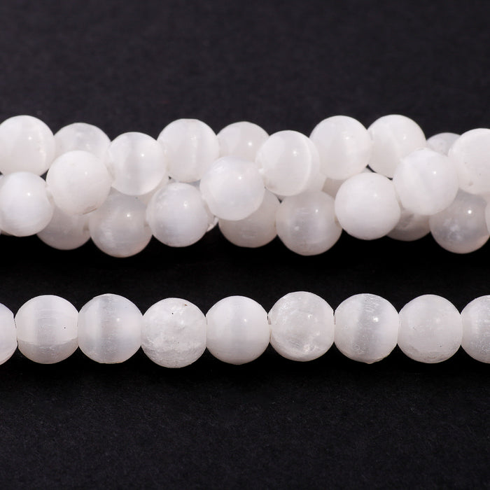 Selenite 8mm Round - Large Hole Beads