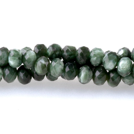 This is a Dakota Stones 3x4mm Seraphinite Gemstone strand with AAA grade faceted rondelle beads in 15-16 inch strand.