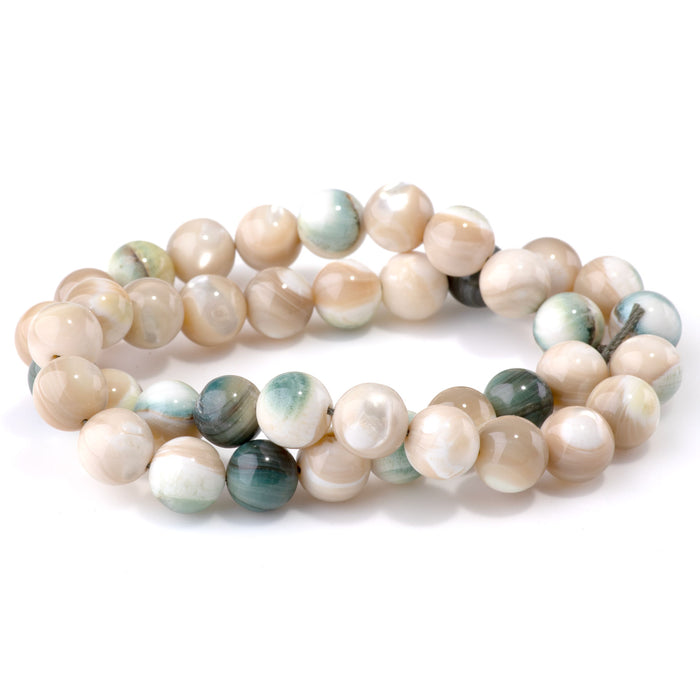 Green Turban Snail 10mm Round - 15-16 Inch