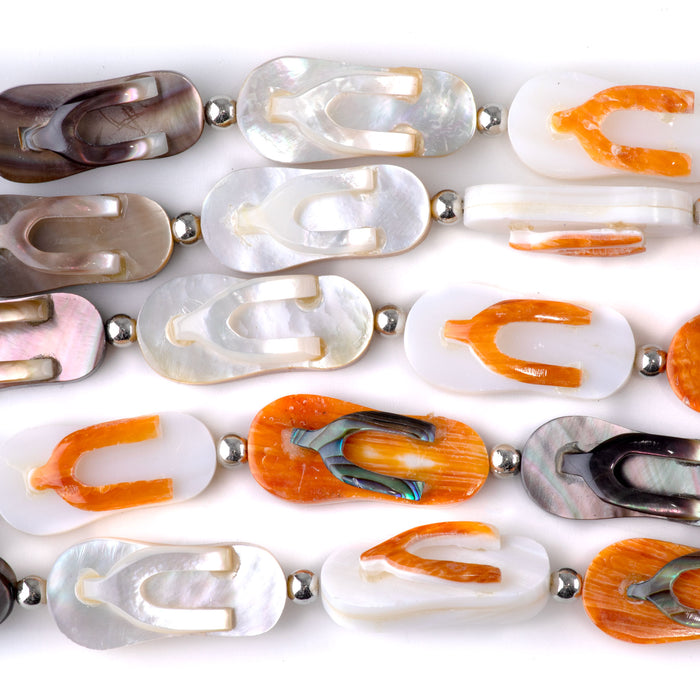 Flip Flop Assorted Shell 10x24mm - 15-16 Inch