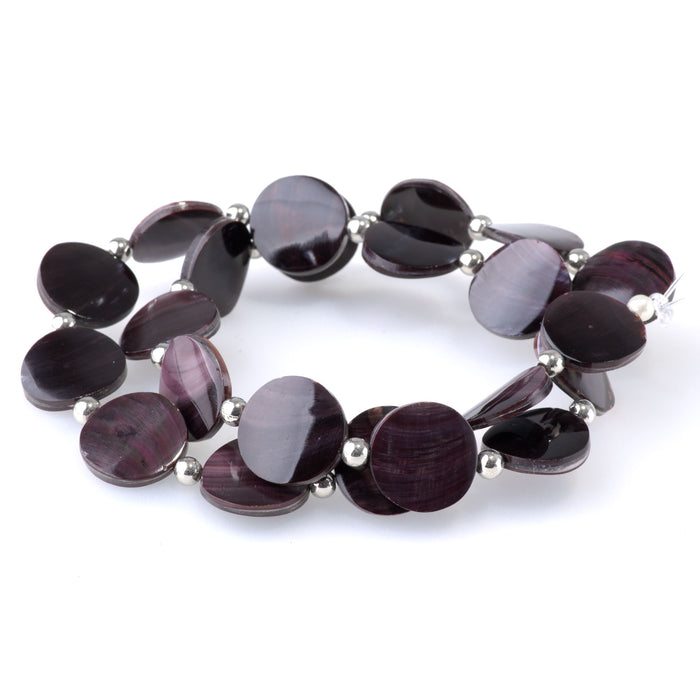 Purple Oyster Shell 15mm Coin - 15-16 Inch