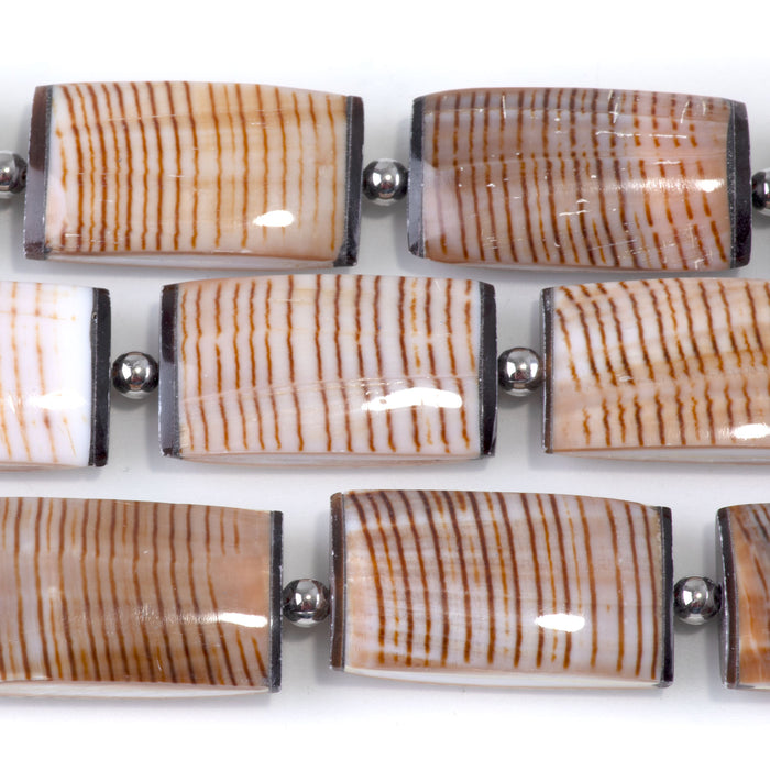 Tigrina Shell 15x28mm Puff Rectangle - 15-16 Inch