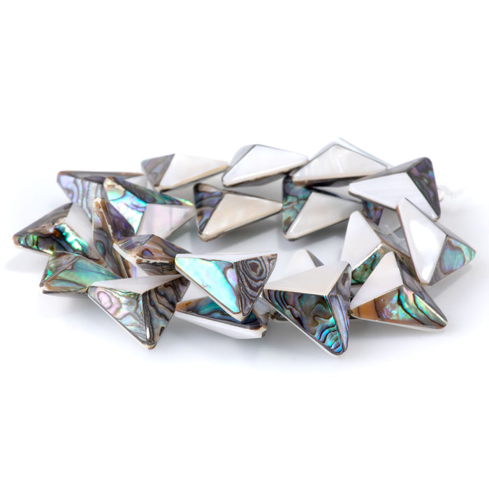 Abalone & Mother of Pearl 19-20mm Puff Triangle - 15-16 Inch