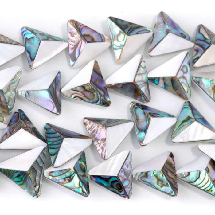 Abalone & Mother of Pearl 19-20mm Puff Triangle - 15-16 Inch